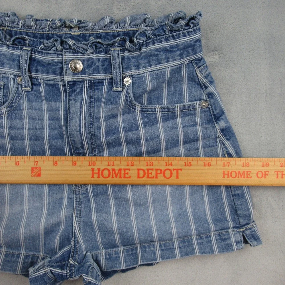 American Eagle Highest Rise Mom Short Womens 2 Blue White Striped Paperbag Waist